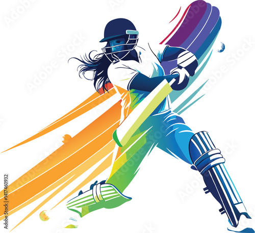 Women Cricket Vectors and Cricket Player Logo