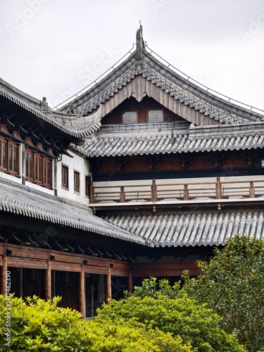 Photography The Zhenru Buddhism Temple in Shanghai city, China