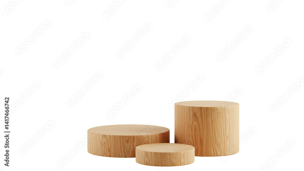 Wooden Cylinders for Product Display Isolated on Transparent Background Wooden Cylinders for Product Display Isolated on Transparent Background