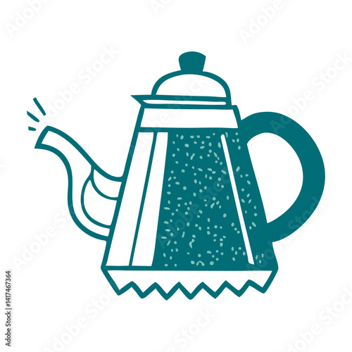 Retro coffee pot  Vector illustration  on White Background. hot beverage pot, tea kettle clipart.
