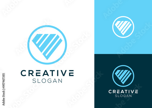 Initials CW or WC with diamond logo design for jewelry store