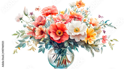 Wallpaper Mural Vibrant Bouquet of Colorful Flowers in Glass Vase Torontodigital.ca