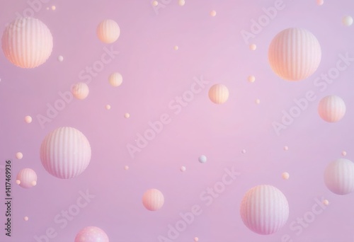 Pink and White Balloons Floating with Soft Background
