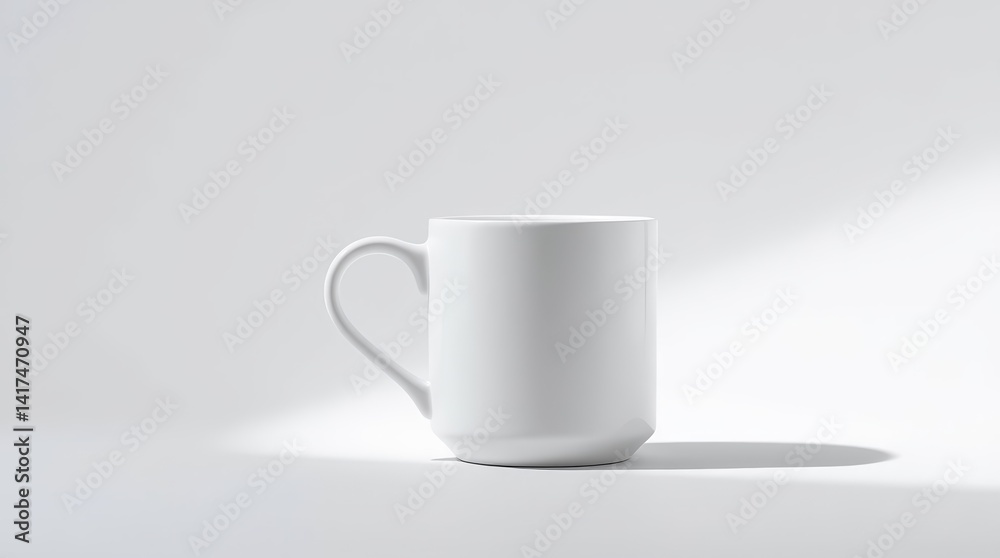 Fototapeta premium Minimalist White Ceramic Mug on Clean Background – Product Mockup