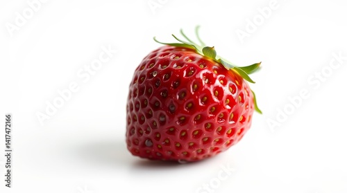 Perfect Ripe Strawberry on White Background – Hyperreal Close-Up