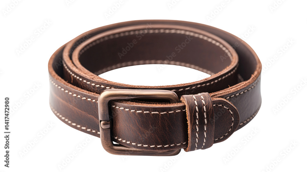Stylish Brown Leather Belt on White Background - Professional Isolated Apparel Photography Stylish Brown Leather Belt on White Background - Professional Isolated Apparel Photography