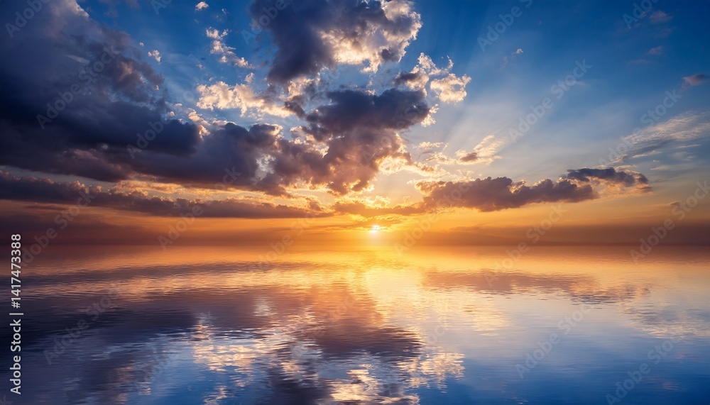 Fototapeta premium Background sky during sunset and water reflections