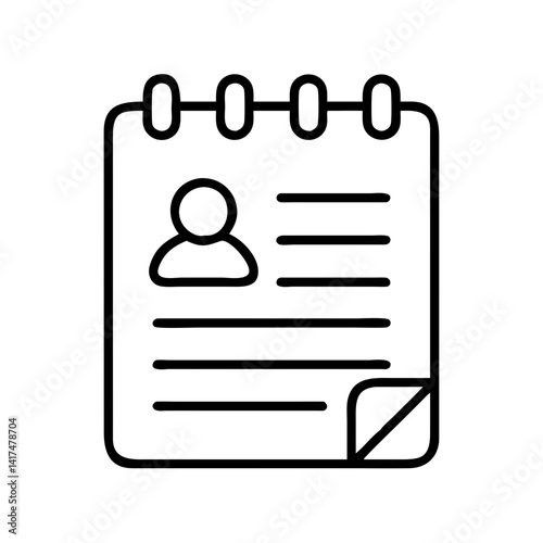 Contact list icon vector, user profile notebook, address book symbol, personal data organizer icon