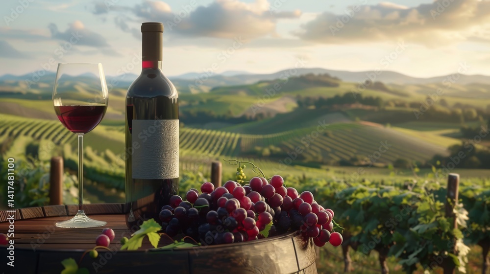 Fototapeta premium A Toast to Vineyard Elegance