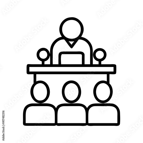 Speaker presentation conference public speaking event podium audience vector icon design