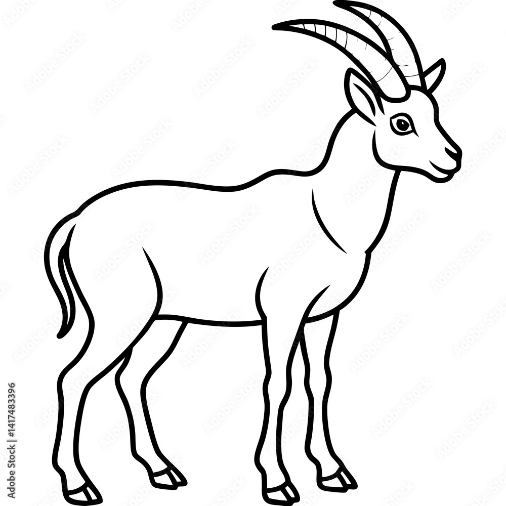 Elegant Ibex One-Line Vector Art Elegant Ibex One-Line Vector Art