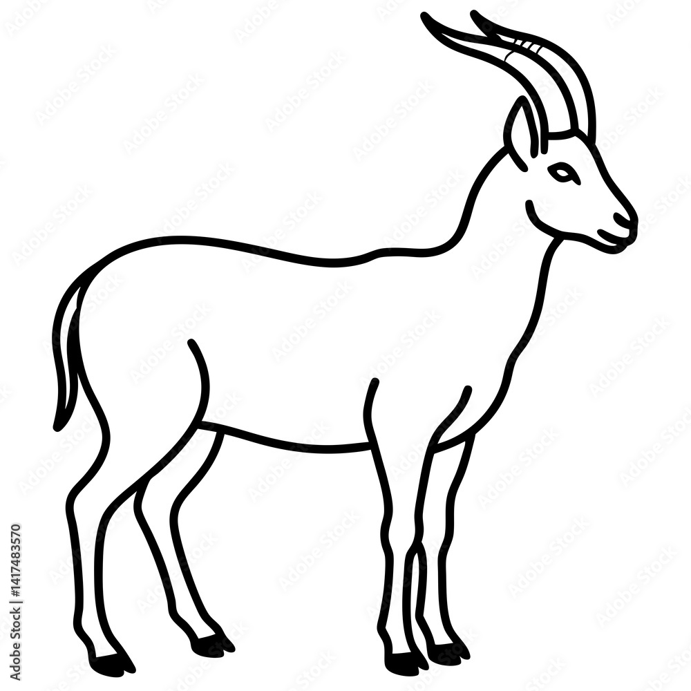 Elegant Ibex One-Line Vector Art Elegant Ibex One-Line Vector Art