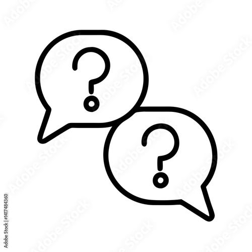 Question mark icon in speech bubbles asking questions about help support and assistance online faq