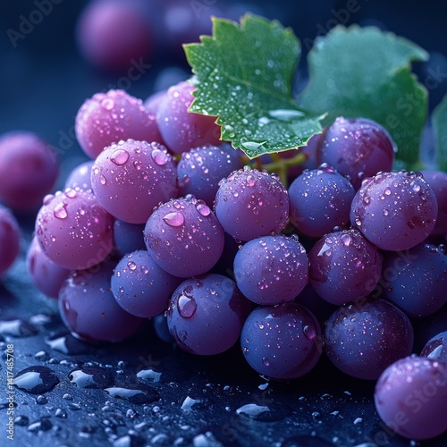 Wallpaper Mural Lush purple grapes with water droplets, a symbol of freshness and nature's bounty Torontodigital.ca