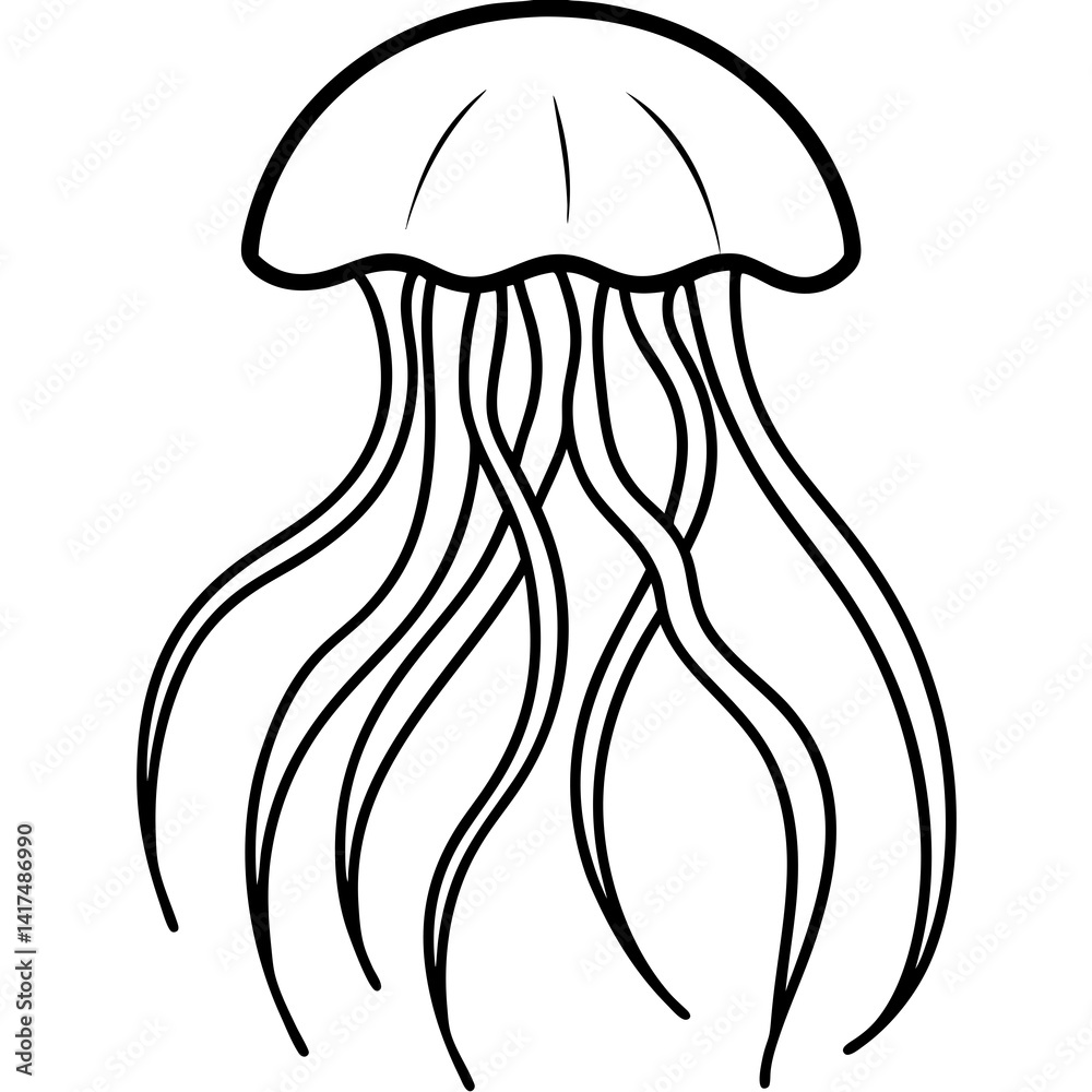 Elegant One-Line Jellyfish Vector Design Elegant One-Line Jellyfish Vector Design
