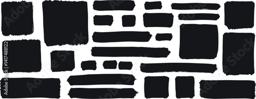 Box brush frame rough shape set. Text box frame rough grunge square paint shape element 