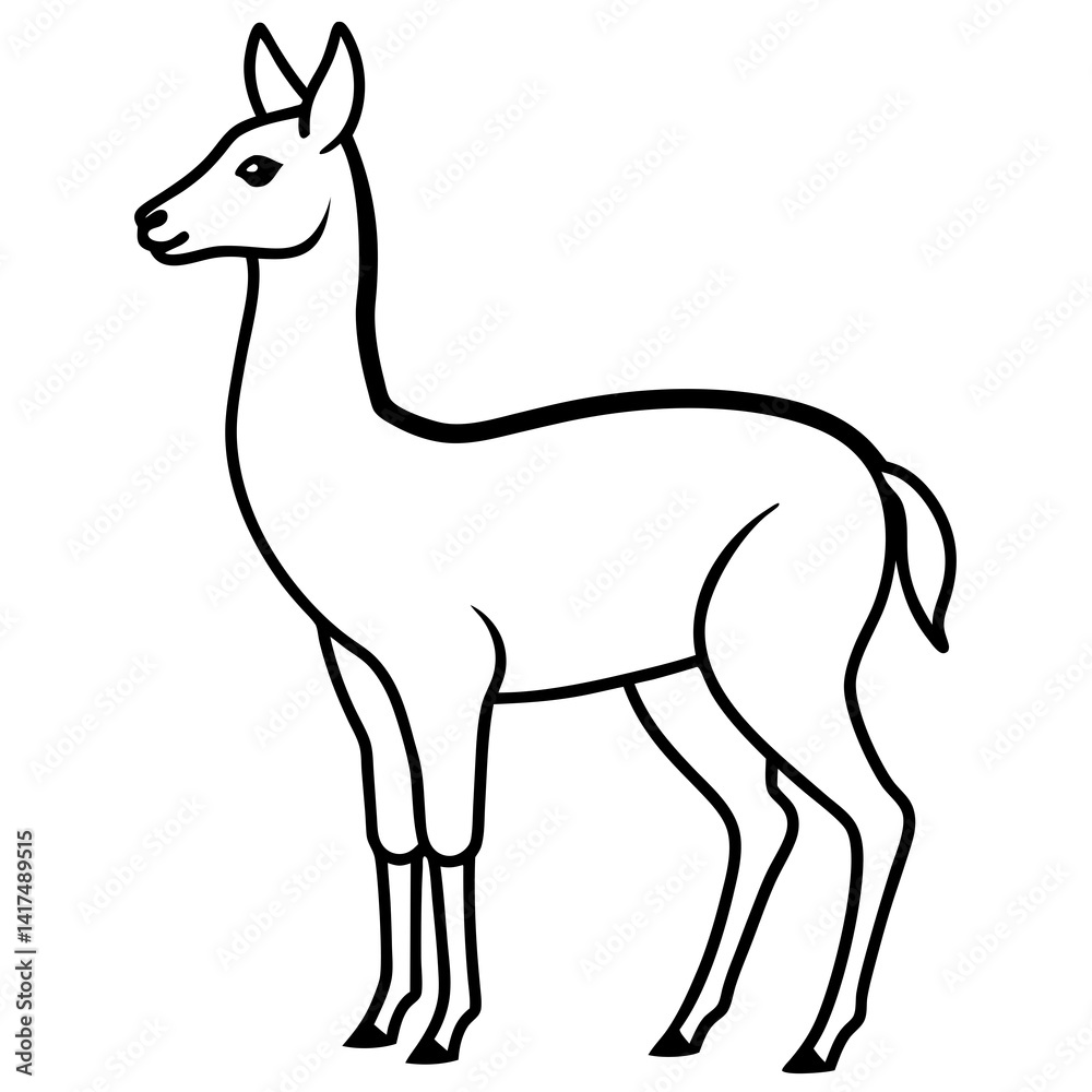 Elegant Vicuna One-Line Vector Masterpiece