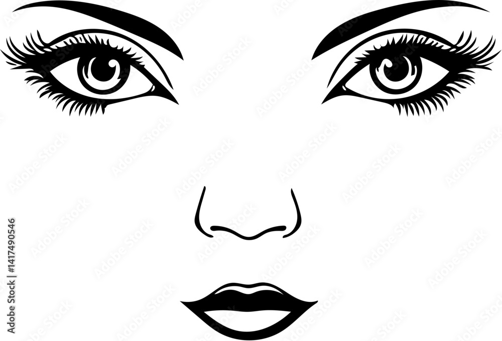 silhouette set of female eyes silhouette set of female eyes