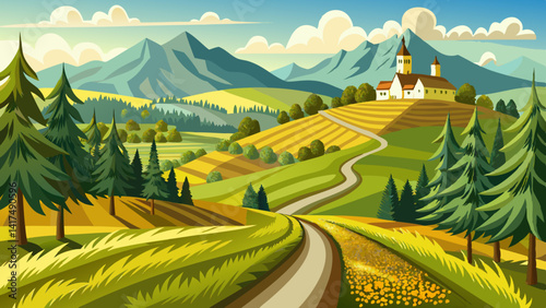 Hedgerows trace a path of gold,
Through stories Bavarian hills have told,
The land alive in crisp clean air,
A sacred calm beyond compare.

