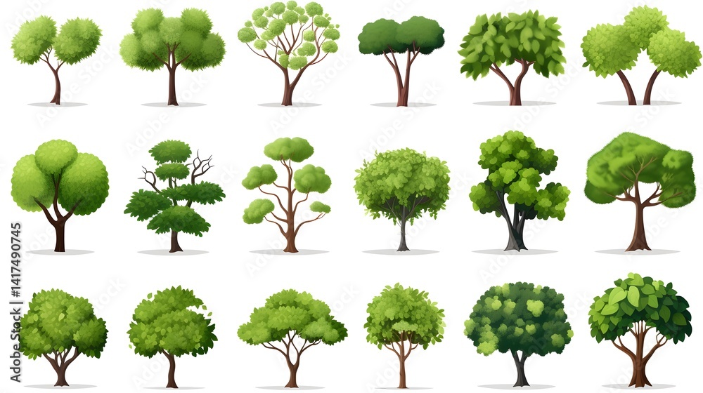 Fototapeta premium Detailed and Versatile Tree Collection Vector Illustrations for Various Design Projects