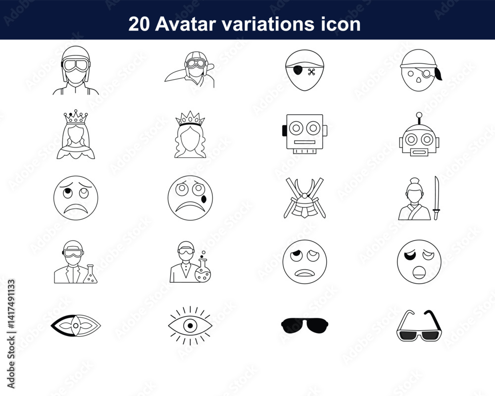 full editable avatar variation icon set full editable avatar variation icon set