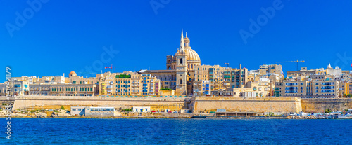 Beautiful cityscape of Valletta with clear blue sky