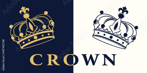 Elegant crown logo design with unlimited revision