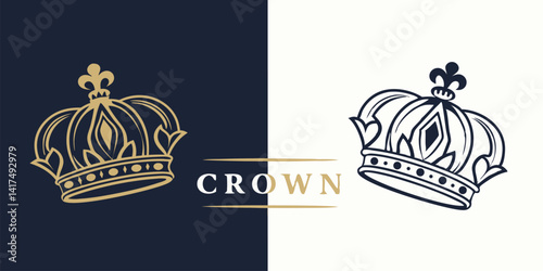 Elegant crown logo design with unlimited revision