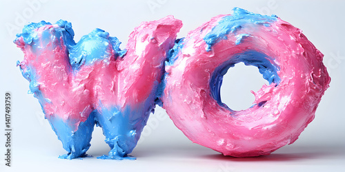 Pink Blue 3D Abstract Wo
