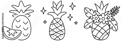 Pineapples are vibrant symbols of tropical joy and freshness, perfect for adding fun touch to any design