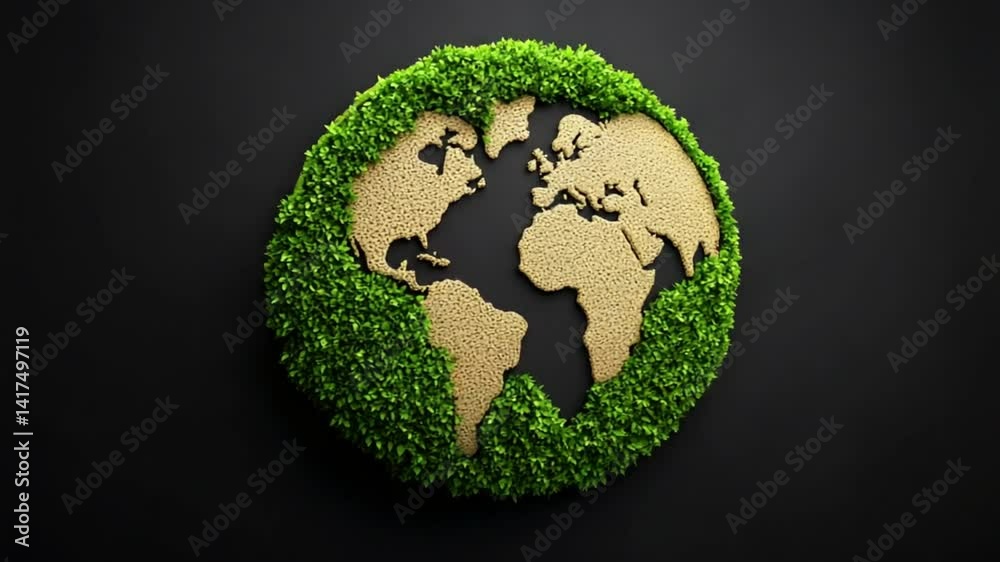 Green Planet Earth Concept with Leafy Texture and Natural Background for Eco-Friendly Themes Green Planet Earth Concept with Leafy Texture and Natural Background for Eco-Friendly Themes