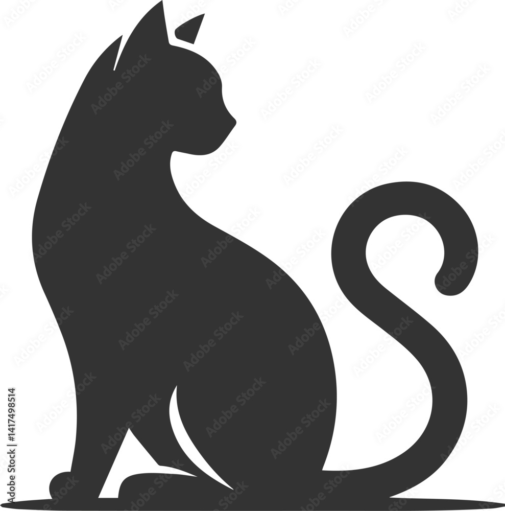 Cute cat sitting back animal vector silhouette Cute cat sitting back animal vector silhouette