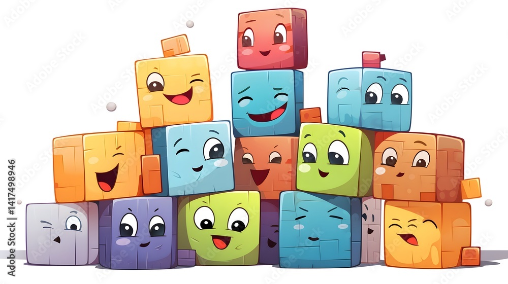 Obraz premium Vibrant and Playful Colorful Block Stack Illustration for Creative Designs