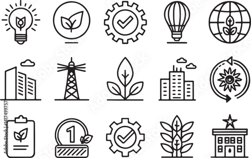 Set of 15 outline icons related to Brand elements. Linear icon collection of branding. Editable stroke line art. Vector illustration.