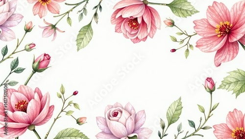 Delicate watercolor floral repeat, soft pastel hues, nature inspired, print, pastel, floral