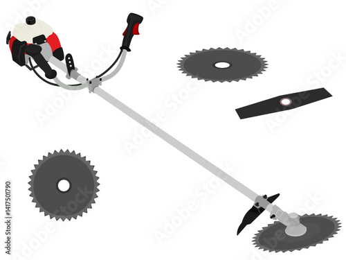 Lawn mower on white background.