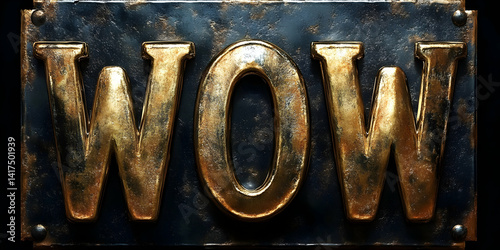 Golden WOW 3D Textured Background