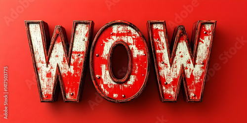 Red Wooden WOW 3D Letters