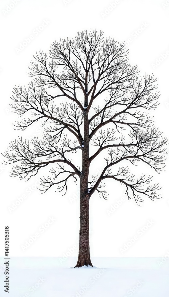 Obraz premium Isolated tree branches in winter landscape on white background, nature, branch, calm