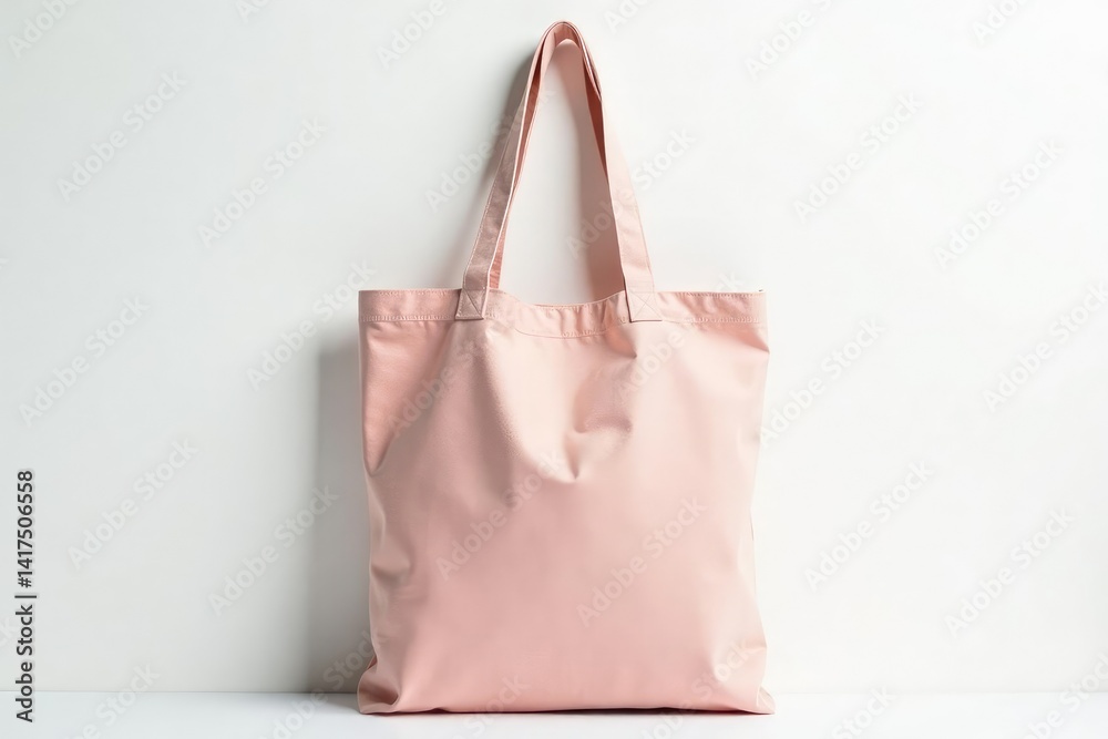 Stylish reusable cotton shopping tote bag, white background , isolated, simple, mockup