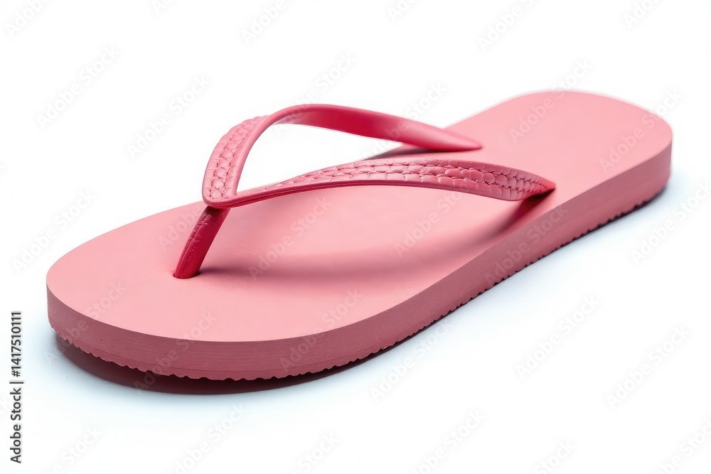 Close-up of a single flip-flop isolated on white background, asset, relaxation Close-up of a single flip-flop isolated on white background, asset, relaxation