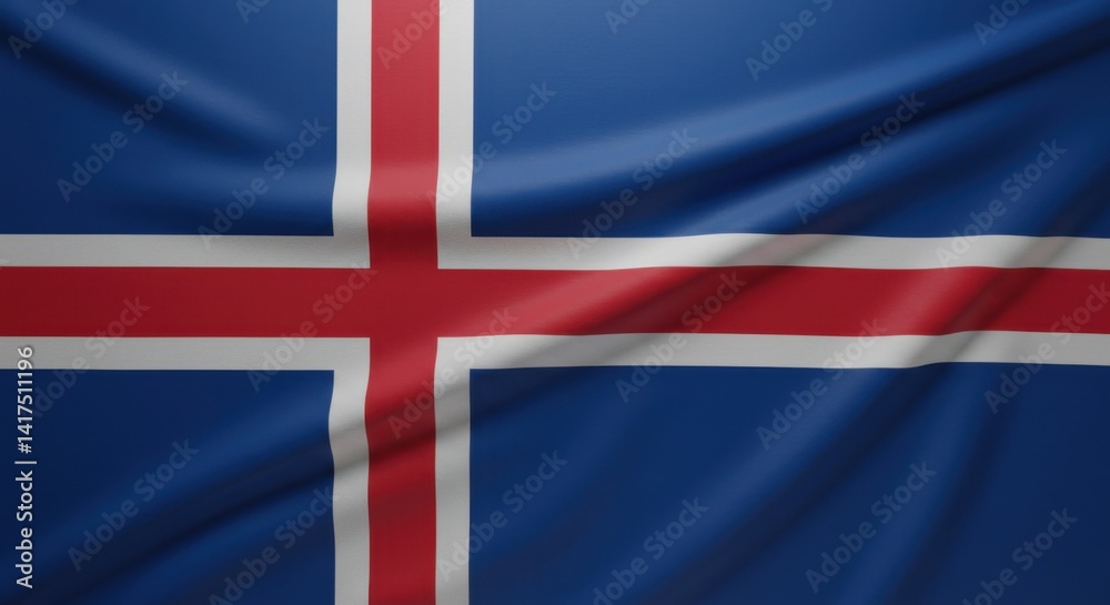 Fototapeta premium Icelandic National Flag: A Detailed Closeup of the Blue Cross on White Background