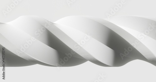 Abstract white background spiral geometric pattern of design 3d render