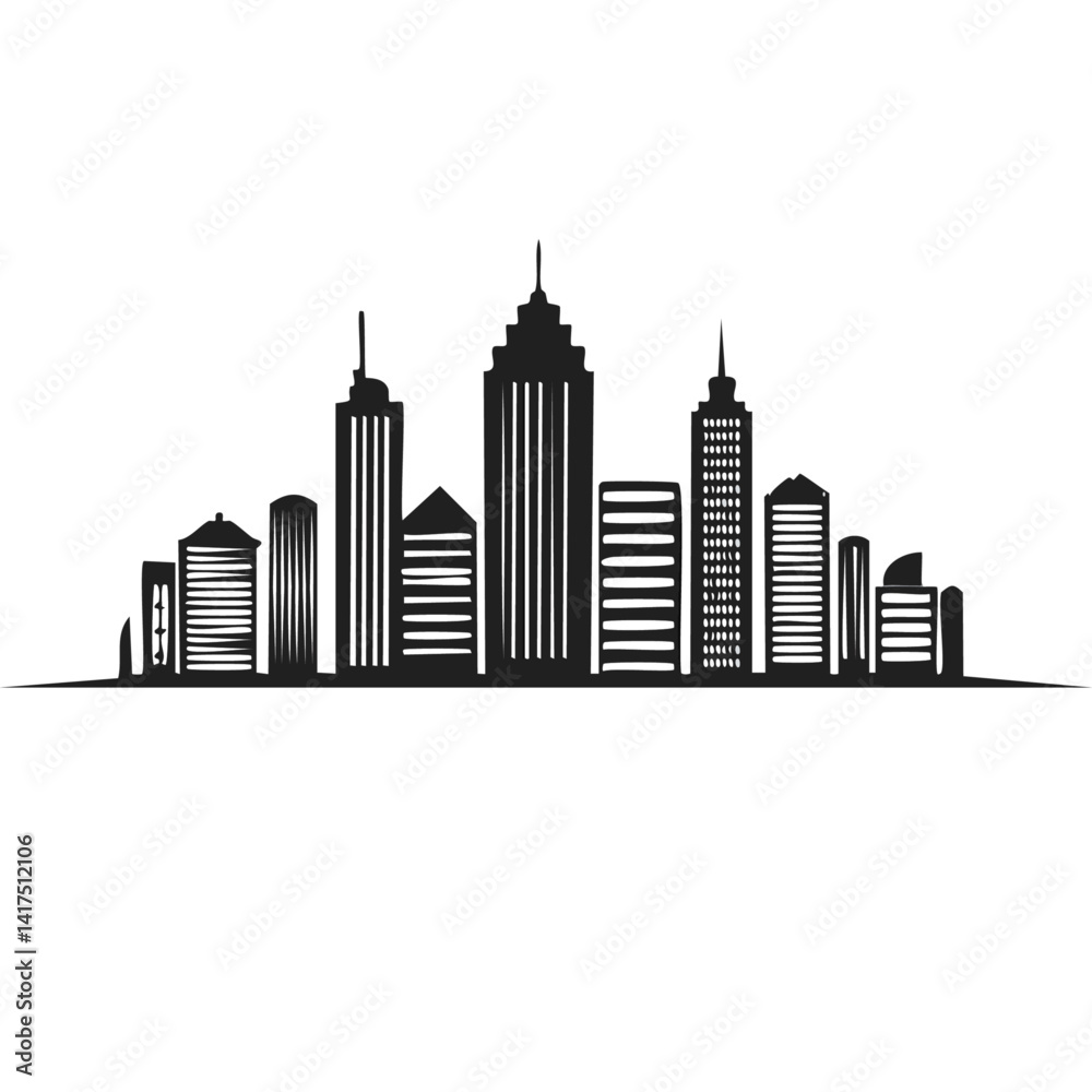 city skyline vector illustration silhouette black graphic design