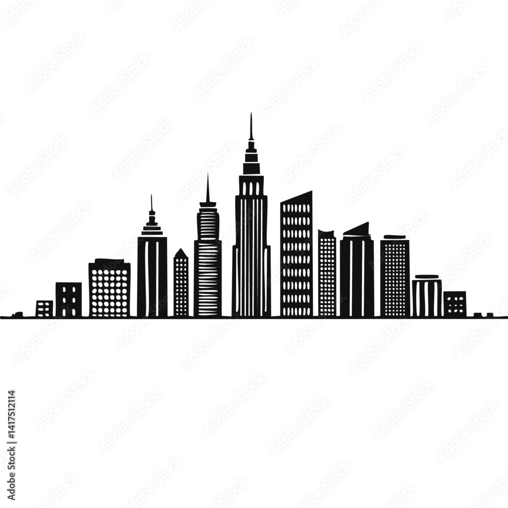 city skyline vector illustration silhouette black graphic design