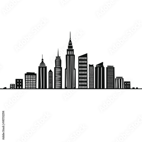 Obraz na płótnie city skyline vector illustration silhouette black graphic design w salonie