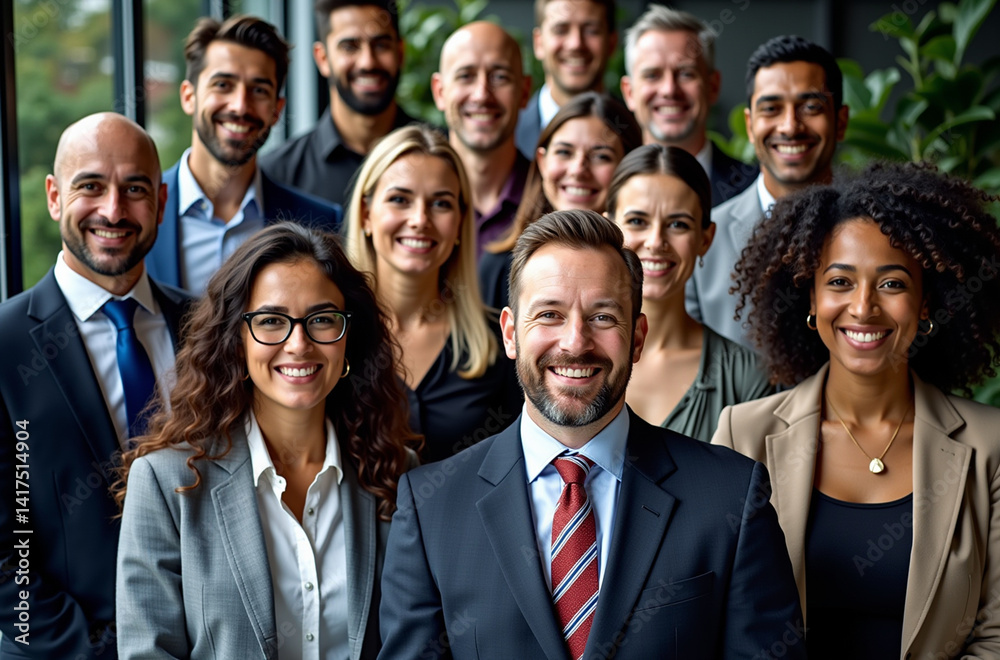Group portrait of a diverse group of people, all dressed in formal business attire. Group portrait of a diverse group of people, all dressed in formal business attire.