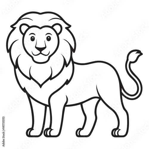 coloring page vector illustration of cartoon lion