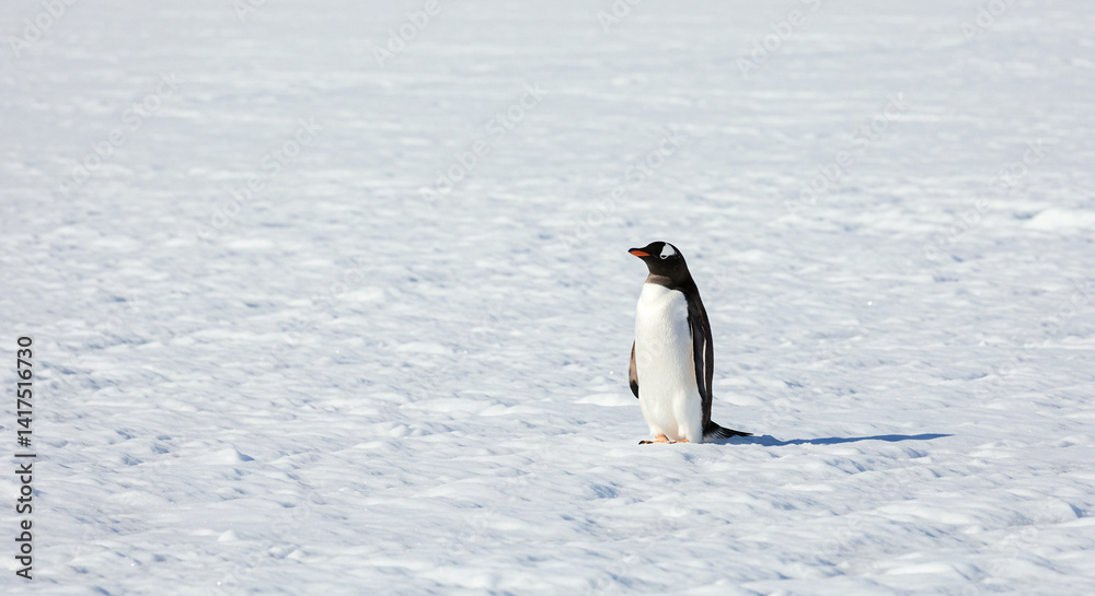 Obraz premium Penguin Standing on Snowy Landscape in Antarctica