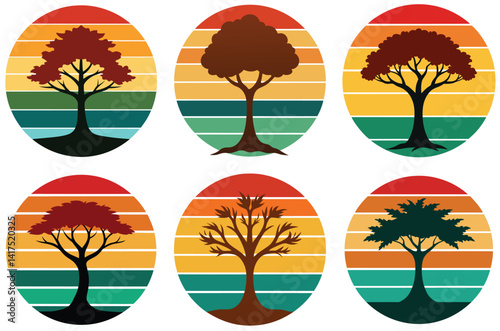 set of autumn trees
